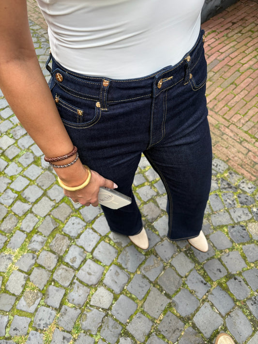 Lilo-Loiz Élise Dark Blue Wide Leg Jeans