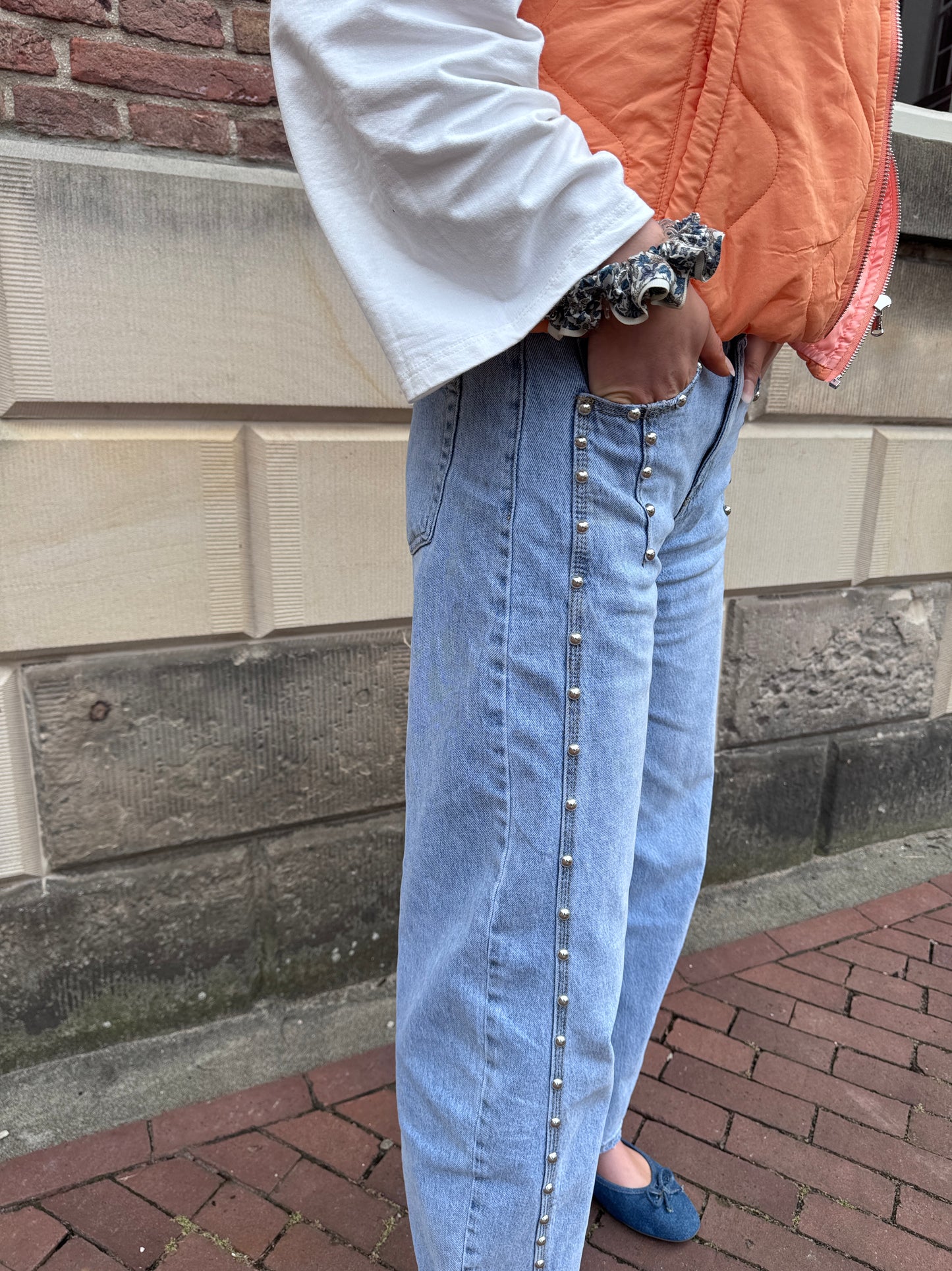 Lilo-Loiz Luna Stud Jeans lichtblauw, wide leg met studs