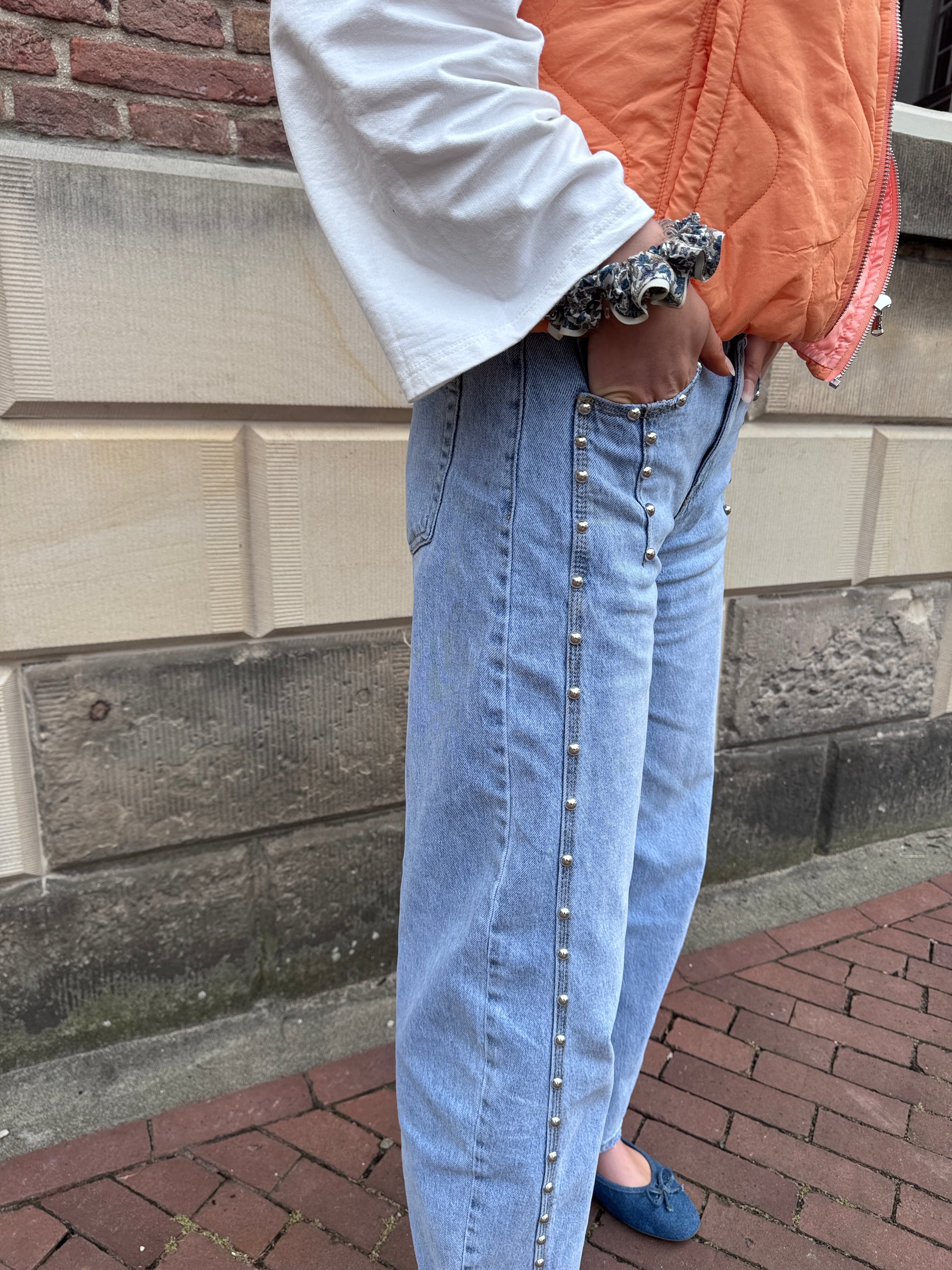 Lilo-Loiz Luna Stud Jeans lichtblauw, wide leg met studs