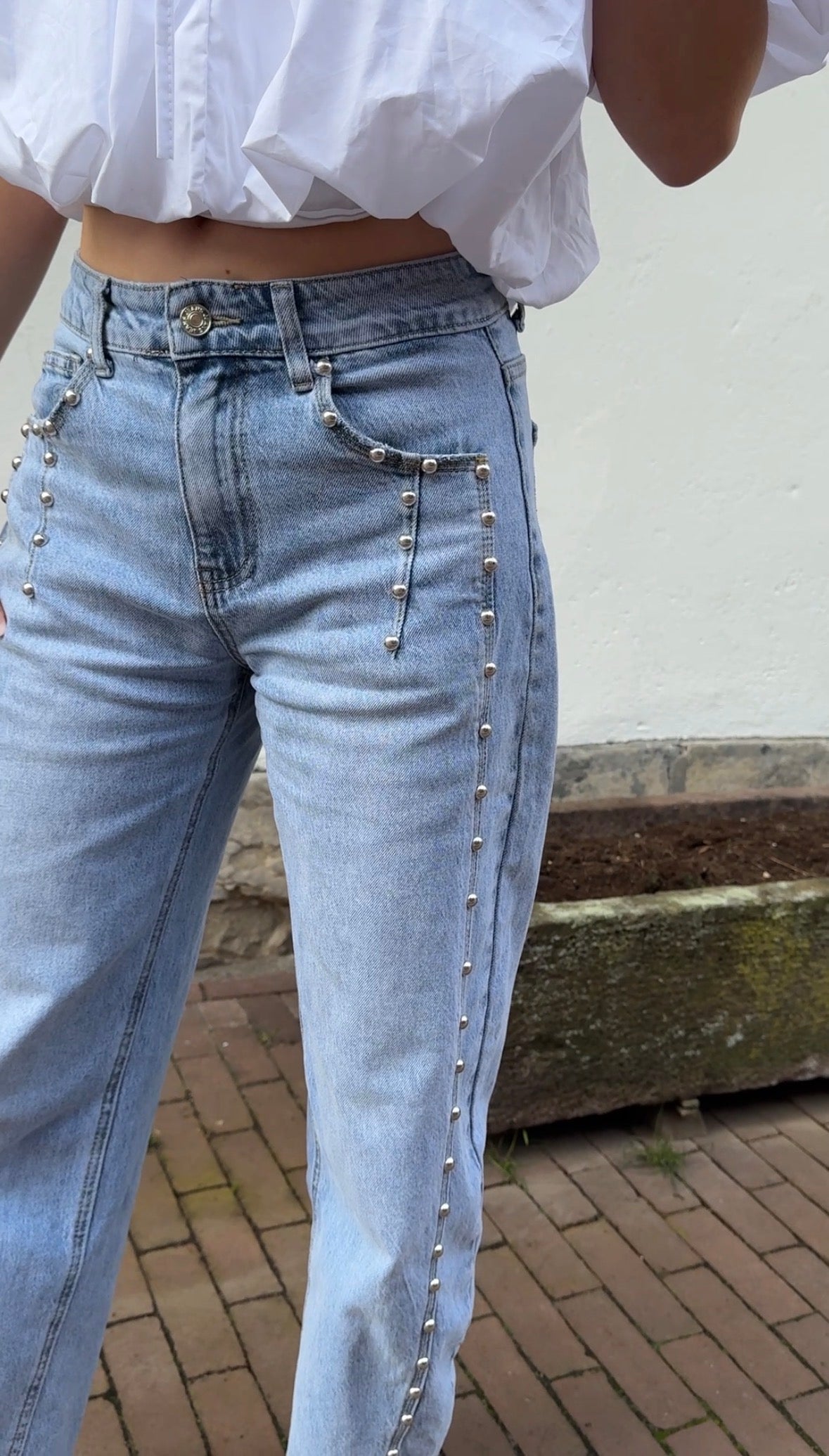 Lilo-Loiz Luna Stud Jeans lichtblauw, wide leg met studs